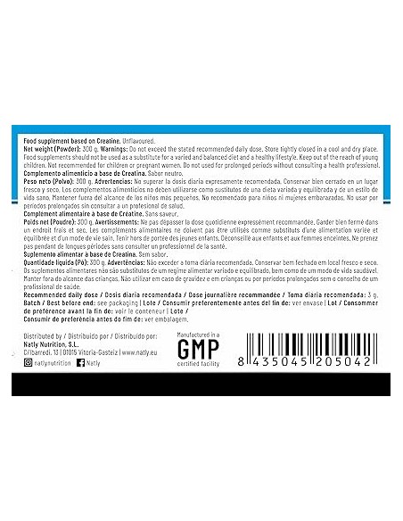 100Pure Creatine Creapure 300g de Natly