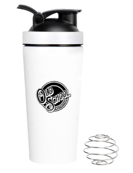 Shaker metálico Blanco Old School Nutrition de 739 ml