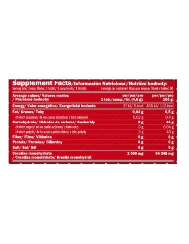 Creatina Monohidrato Masticable 60 tabletas