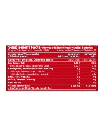 Creatina Monohidrato Masticable 60 tabletas