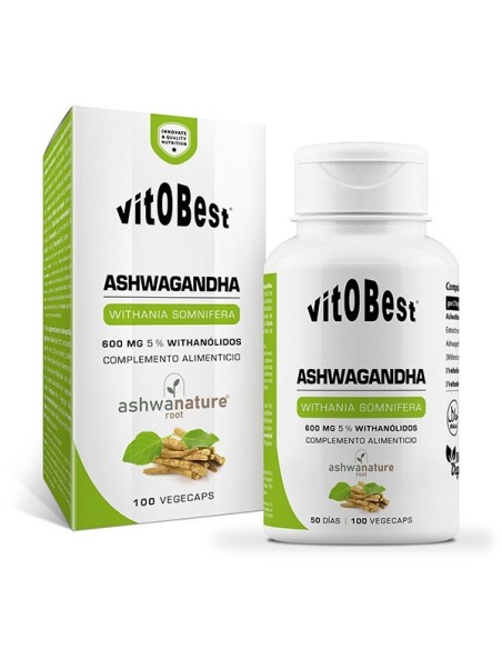 Ashwagandha (AshwaNature Root®) 100 cápsulas de Vitobest